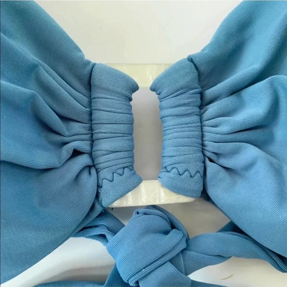 New HELEN JON Shell Bandeau Bikini Swim Top Slate Blue Size XS - Picture 7 of 10